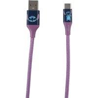 Disney Stitch 6ft USB A To Type-C Braided Charging Cable Blue Face