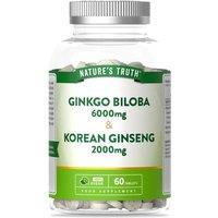 Nature's Truth Gingko Biloba 6000mg & Korean Ginseng 2000mg - 60 Tablets in Clear | Size: Pack of 60