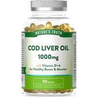 Nature's Truth Cod Liver Oil 1000mg w/ Vitamin D+A - 60 Softgels in Clear | Size: Pack of 60