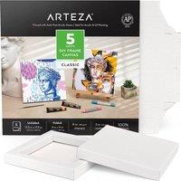 Arteza 5PC DIY Frame Canvas 100% Cotton 22.9 x 22.9cm Folded in White | Size: 22.9 x 22.9 cm