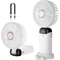 Dyzi 2-in-1 Portable Travel Mini Handheld Desk Table Fan USB-C Rechargeable White