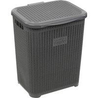 EONLION 45L Grey Plastic Laundry Basket Clothes Washing Storage Hamper w/ Handles & Lid