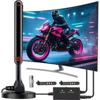 Hinsinc TV Aerial Digital Indoor TV Aerial with Amplifier Signal Magnetic Base in Black