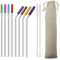 VOGREX Metal Drinking Stainless Steel Party Straws Durable Set 10