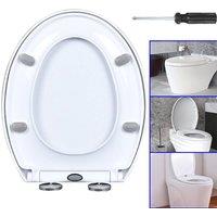 Kelvenix Toilet Seat White Bathroom Oval Heavy Duty Universal Hinges Anti Slam