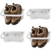 SPETLEK 4Pcs Shoe Slots Wall Mounted Shoes Rack Shoe Holder in White