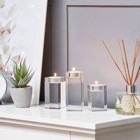 SPETLEK Crystal Tealight Holder Set Clear Glass Candle Holder For Dining Table