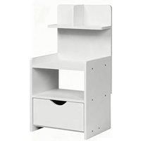 Kelvenix Drawer Cabinet End Side Table Bedroom Furniture Storage Nightstand in White