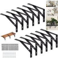 SPETLEK 12PCS Stainless Steel L-Shaped Shelf Brackets in Black