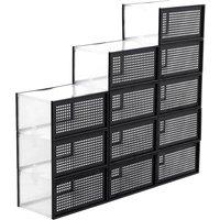 SPETLEK Black 12 x Stackable Foldable Boxes Trainers Organiser Clear Plastic Box