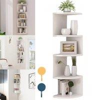 SPETLEK 5 Tier Floating Corner Shelves Wooden UK in White