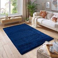 Smart Living Soft Fluffy 5cm Thick Pile Shaggy Area Rugs for Living Room, Bedroom in Dark Blue | Size: 60 cm x 110 cm