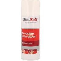 Plastikote Trade Trim Paint Quick Dry RAL 9016 High Gloss 400ml in White