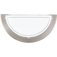 Eglo Planet 1 Satin Nickel Metal & Glass Semi Sphere Flush Wall Light in Metallics