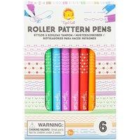 Tiger Tribe Roller Pattern Pen Set - 6 Piece Double Sided Stamp Pens & Fine Tip Markers