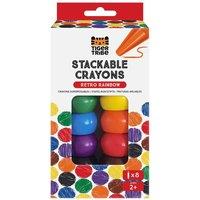 Tiger Tribe Stackable Crayons (Retro Rainbow) - 8 Pack Chunky Crayon Set