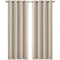 Marlow Blockout Curtains Blackout Window Curtain Draperies Pair Eyelet Bedroom Decor in Beige | Size: 117 cm width x 183 cm drop