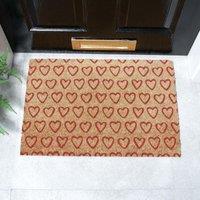 Artsy Mats Hearts Doormat (60 x 40cm) in Brown | Size: 40 cm x 60 cm