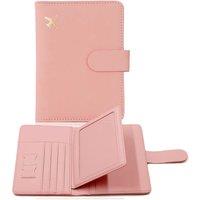 Xample Card Holder Leather RFID Wallet Passport Holder Passport Bag Travel Cover Case in Pink
