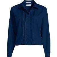 Lands' End Women's Boxy Cropped No-Iron Pintuck Shirt in Navy | Size: 16-18