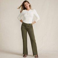 Lands' End Women's Chino Trousers, Mid Rise in Dark Green | Size: 14-16