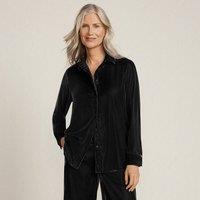 Lands' End Women's Velvet Blouse in Black | Size: 14