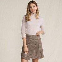 Lands' End Women's Petite Pleated Checkered Skirt in Tan | Size: 12