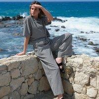 Lands' End Women's Gingham Wide Leg Trousers in Black | Size: 14