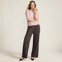 Lands' End Women's Crinkle Wide Leg Trousers in Dark Brown | Size: 14-16