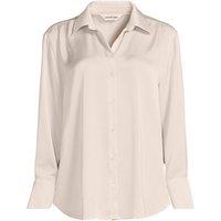 Lands' End Women's Petite Long Sleeve Satin Shirt in Ivory | Size: 14-16