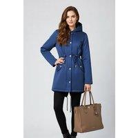 MODISHION Women's Solid Mid-Length Hooded Parka Coat in Blue | Size: XL