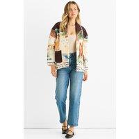 Gini London Women's Chocolate Water Print Lightweight Quilted Jacket | Size: Medium/Large