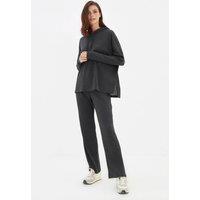 WOVCOR Women's 2 Piece Ribbed Knit Pajama Set with Hood in Dark Grey | Size: Small
