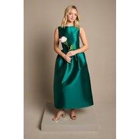 Coast Girl's Teen Twill Bow Maxi Bridesmaid Dress in Emerald | Size: 11-12 Years