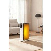Living and Home 9-Fin Electric Heater 2KW Portable Knob Control Oil-Filled Radiator Tip-Over & Overheat Protection, UltraQuiet Operation in White