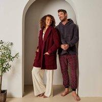 OHS Men's Mens Teddy Marl Check Hoodie Pyjama Set Winter Loungewear | Size: Medium/Large