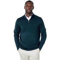 XPOSED Men's Stylish 100% Cotton Knit Quarter Zip Jumper in Green | Size: Small