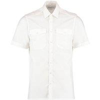 Kustom Kit Men's Tailored Short-Sleeved Pilot Shirt in White | Size: 16 inches
