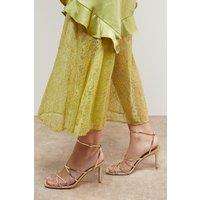 Oasis Women's Dyani Faux Leather Multi Strap High Stiletto Heel Sandals in Gold | Size: 8