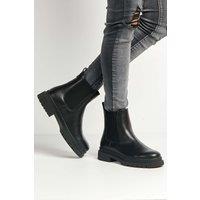 Miss Diva Women's Fozia Round Toe Stretch Panel Ankle Boots in Black | Size: 5