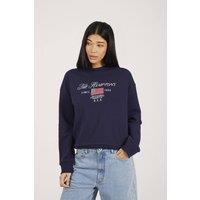 Brave Soul Women's Crew Neck Embroidered Sweatshirt in Navy | Size: Small