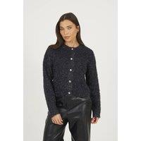 Brave Soul Women's Fluffy Tinsel Knit Cardigan in Navy | Size: XS