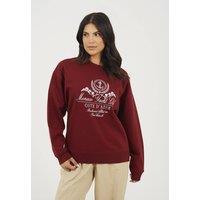Brave Soul Women's Crew Neck Embroidered Sweatshirt in Burgundy | Size: Medium
