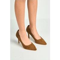 Miss Diva Women's Ingree Pointed Toe Faux Suede Court Heels in Tan | Size: 5