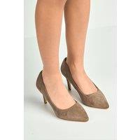 Miss Diva Women's Ingree Pointed Toe Faux Suede Court Heels in Taupe | Size: 5