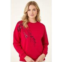 Roman Women's Placement Print Jersey Stretch Top in Red | Size: 20