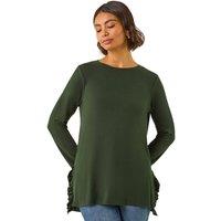 Roman Women's Soft Touch Side Ruffle Top in Green | Size: 10