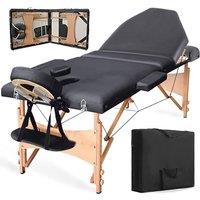 Dprodo Portable Massage Bed, Wooden 60 cm Width 3 Section in Black