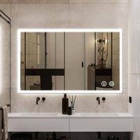 Dprodo LED Bathroom Mirror, Anti-Fog, Dimmable, Wall Mounted in White | Size: 100 cm x 60 cm