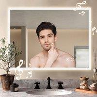 Dprodo 70CM x 50CM LED Bluetooth Bathroom Mirror in White | Size: 1 Pack